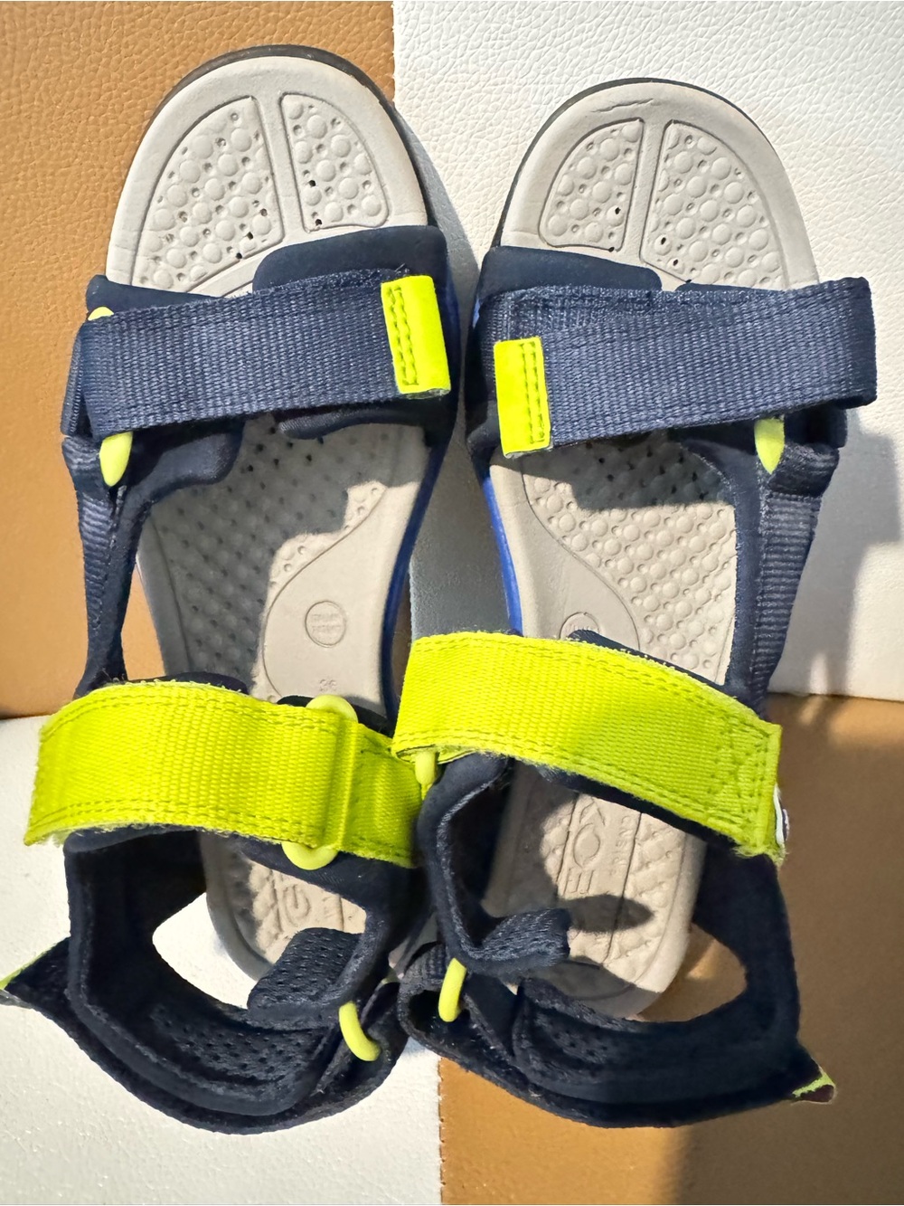 Geox Kids Navy and Neon Yellow Sport Sandals